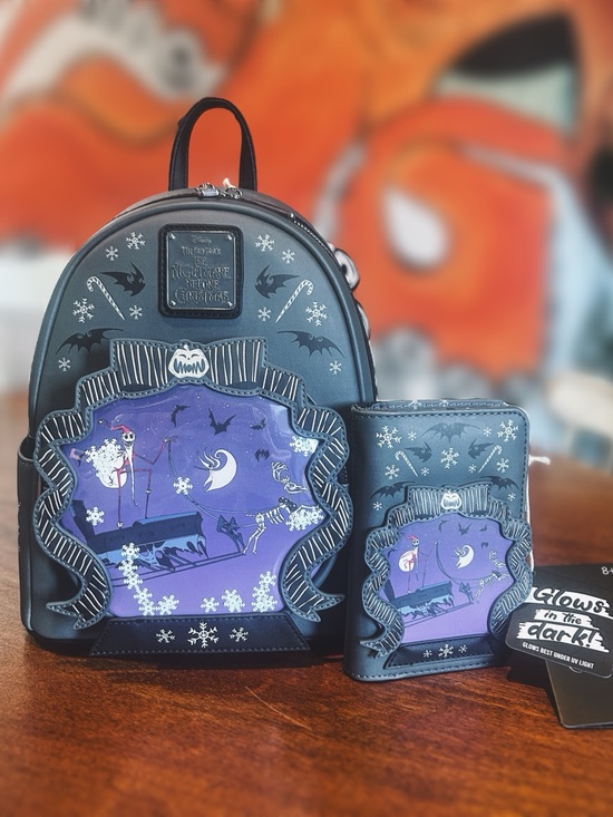 Disney Handbags - Disney The Nightmare Before Christmas Loungefly Backpack & Wallet Snowglobe NWT